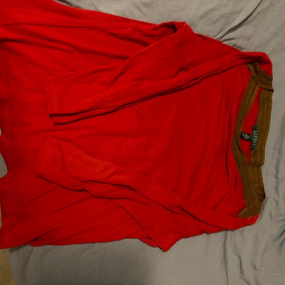 Lauren Ralph Lauren Women’s Unique Red Longsleeve XL 100% Cotton Blouse NWOT - Picture 11 of 11